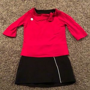 Red Top and Skirt Two-Piece